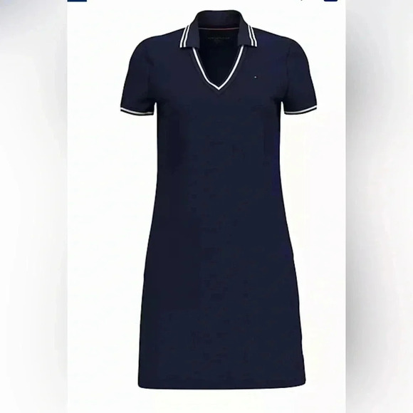 Tommy Hilfiger Stretch Pique Cotton V-Neck Polo Dress size small like new - Picture 2 of 7